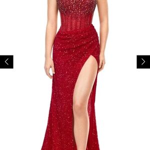 Elegant Red Beaded Gown
